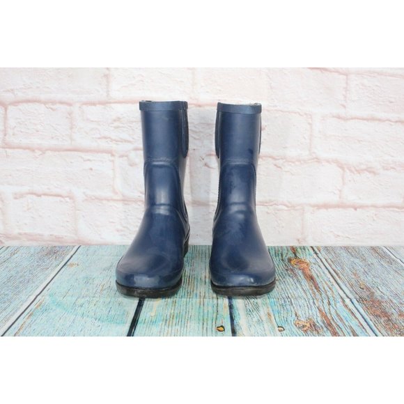 LL Bean Wellie Blue Rubber Nylon Shank Mid Calf Rain Boots Size 10 M - Picture 4 of 8